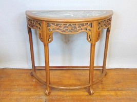 Vintage Antique Chinese Mahogany Half Moon Entrance Table - £352.01 GBP