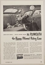 1948 Print Ad Plymouth Cars Dad & Daughter Ride in Huge Back Seat - $13.48