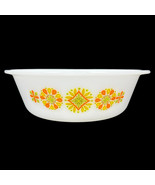 Vintage New Glasbake 514 Round Orange Yellow Green Pattern 2 qt Casserol... - £38.12 GBP