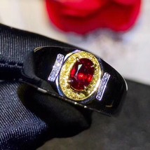 man ring with natural ruby ring  strong muscular power birthstone  oval natural  - £58.11 GBP