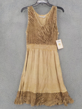 Raya Sun Women Sleeveless V-NECKDRESS Sz M Animal Print Bodice Skirt Hem Tan Nwt - £15.97 GBP