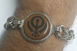 Stunning Steel Singh Khalsa Sikh Khanda Chain Bracelet  Lovely Punjabi design D - $10.22