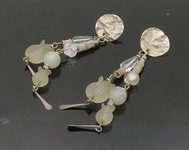 925 Sterling Silver - Vintage Quartz Flower Beaded Dangle Earrings - EG10278 - £54.30 GBP