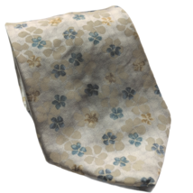 Jones New York Blue Cream Floral Flower Print Silk Necktie - £16.58 GBP