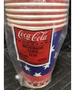 Lot Of 4 Packages Of 8 Vintage Coca Cola patriotic Stars 16 oz Paper cups - £11.53 GBP