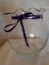 Tulip Shaped Clear Flower Vase/Candy/Bowl with Ribbon (#0543/2) - £11.19 GBP