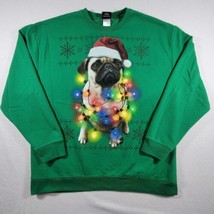 Fifth Sun 2XL Green Ugly Christmas Sweater Sweatshirt Santa Pug Dog Lights - $18.96