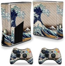 Mightyskins Carbon Fiber Skin For Xbox 360 S Console - Great Wave Of Kan... - £26.72 GBP