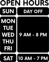 Vinyl Decal - Personalised Store Opening Hours - Business Hour Stickers for Wind - £77.90 GBP