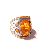 Elizabeth Gage? Citrine &amp; Diamond Tapered Templar Ring -18K Yellow Gold ... - £1,710.00 GBP