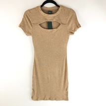 Wild Fable Mini Dress Ribbed Cutout Short Sleeve Crew Neck Stretch Beige... - $12.59