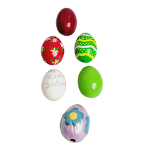 Hand Painted Ceramic Easter Eggs 6 Piece Set Florals 2 Inch Hollow Spring - $14.83