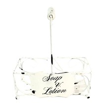Metal Soap Lotion Caddy Holder Distressed White Paint 8 Inch Bathroom Decor - $14.83