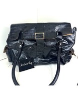Jordana Paige Rio Knitting Bag Large Black Purse Organizer Tote Faux Skin - £36.75 GBP