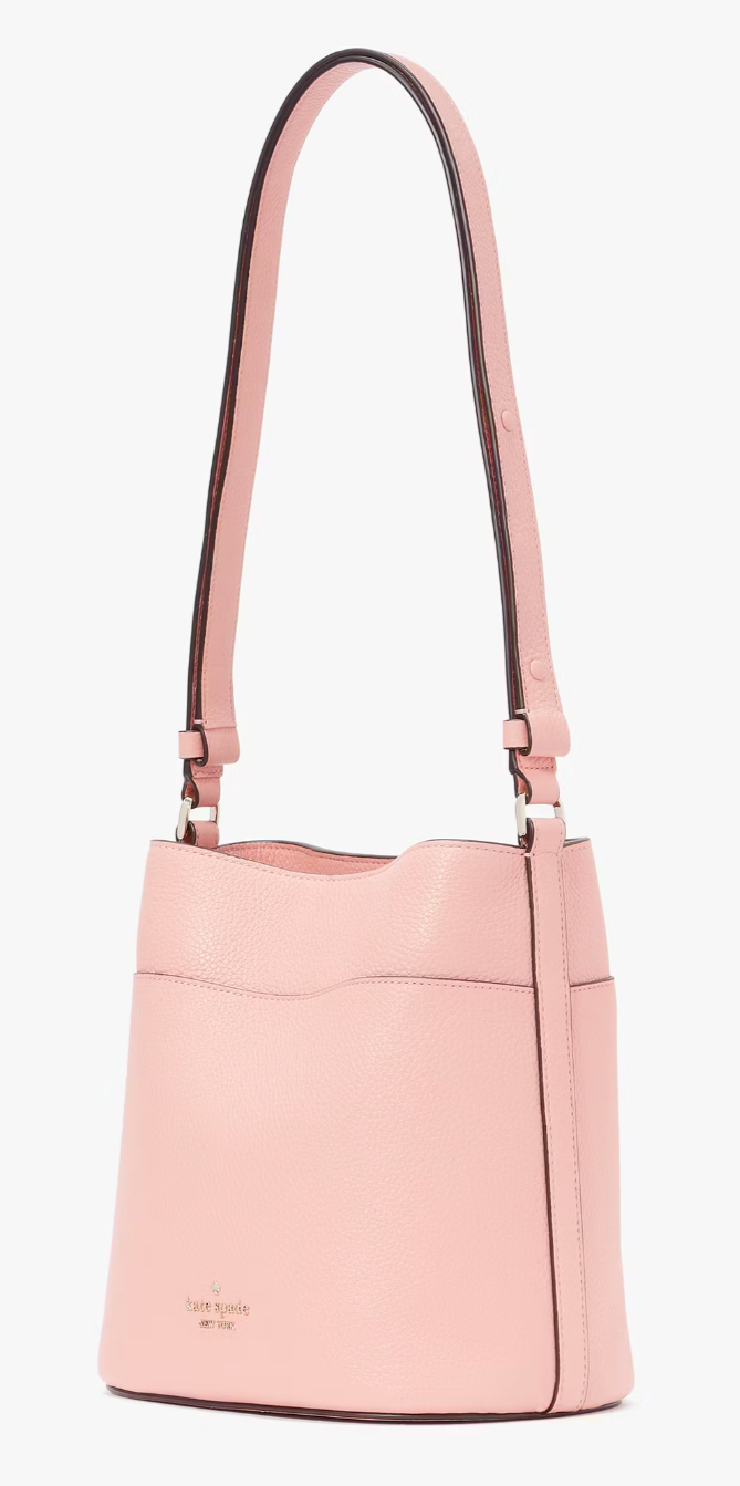 Kate Spade Leila Small Bucket Bag Peachy Rose Leather Pink Purse KE489 NWT $359