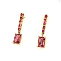 Rubellite Tourmaline Ruby Earrings 14k Gold 1.25 TCW Certified $3,950 018676 - £680.72 GBP