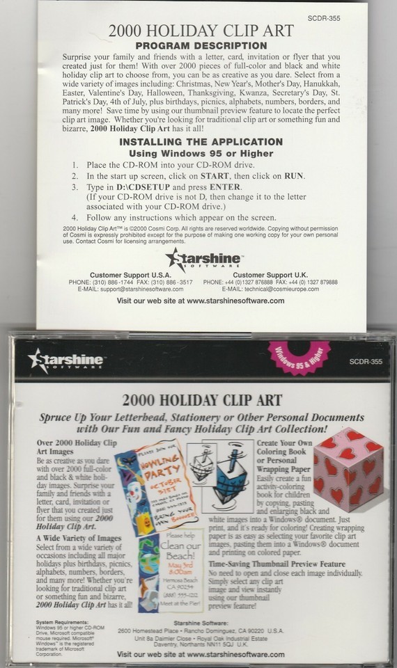 2000 Holiday Clip Art  PC CD-ROM by Starshine for Win 95 Item image 4