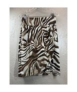 Chico&#39;s Sally Sarong Look Brown/White Zebra Print Knee Lentgh Skirt Size... - $21.95