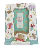 Baby Christmas Picture Frame 3.5x5 Ceramic Resin Toys Bear Holiday Nurse... - $22.41 CAD