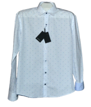 Bugatchi Men&#39;s Classic Blue White Striped Design Cotton Shirt Size US XL - £66.93 GBP