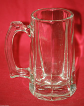 Vintage Glass Beer Stein Tankard Mug Panel Sides w Thumb Print Handle Ba... - £15.85 GBP