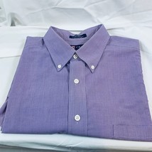 CHAPS Classics Mens Button Down Shirt No Iron 100% Cotton Purple Size XL... - £5.77 GBP