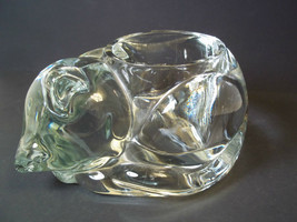 Indiana glass clear Cat votive holder sleepy kitty - £6.34 GBP