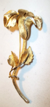 Vintage X Large Pin Brooch Gold Tone Flower Designer Signed BSK - $19.79