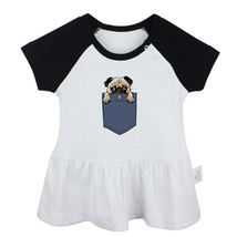 Cute Pug Dog in My Pocket Newborn Baby Dress Toddler Infant 100% Cotton Clothes - £10.44 GBP