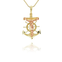 10K Solid Gold Mini Jesus Mariner Pendant / Necklace -Yellow, Rose, White - £79.84 GBP+