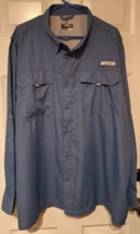 Habit Mens Fishing Shirt 2XL Blue Long Sleeve Vented Solar Factor UPF40 ... - £12.99 GBP