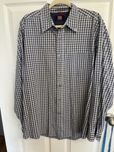 Wrangler Button Up Shirt Mens Large Blue Plaid Long Sleeve Cool River Cotton - £8.13 GBP