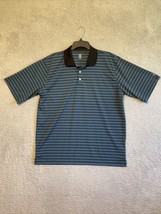 PGA Tour Polo Golf Shirt SZ L Black Blue With Pink Stripes - $10.89