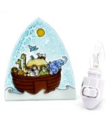 Fused Art Glass Noah&#39;s Ark Christian Religious Night Light Handmade in E... - £15.81 GBP