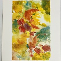 Abstract Watercolor Art Print Autumn Whirlwind Signed Multicolor Leaves 10 x 14 - £12.84 GBP