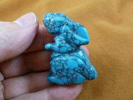 (Y-BUN-ST-571) little Blue Howlite BUNNY RABBIT HARE gemstone carving FI... - £11.02 GBP