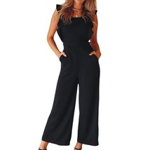 Black Ruffle Sleeve Jumpsuit with Cut Out Size 2 - £35.48 GBP