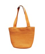 Eric Javits New York Orange Raffia Straw Tote Bag With Green Lining - $85.52 CAD
