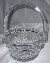Glass Handled Weave Basket 6 1/4&quot; X 7&quot; Clear Candy/Trinket  Easter - $12.44