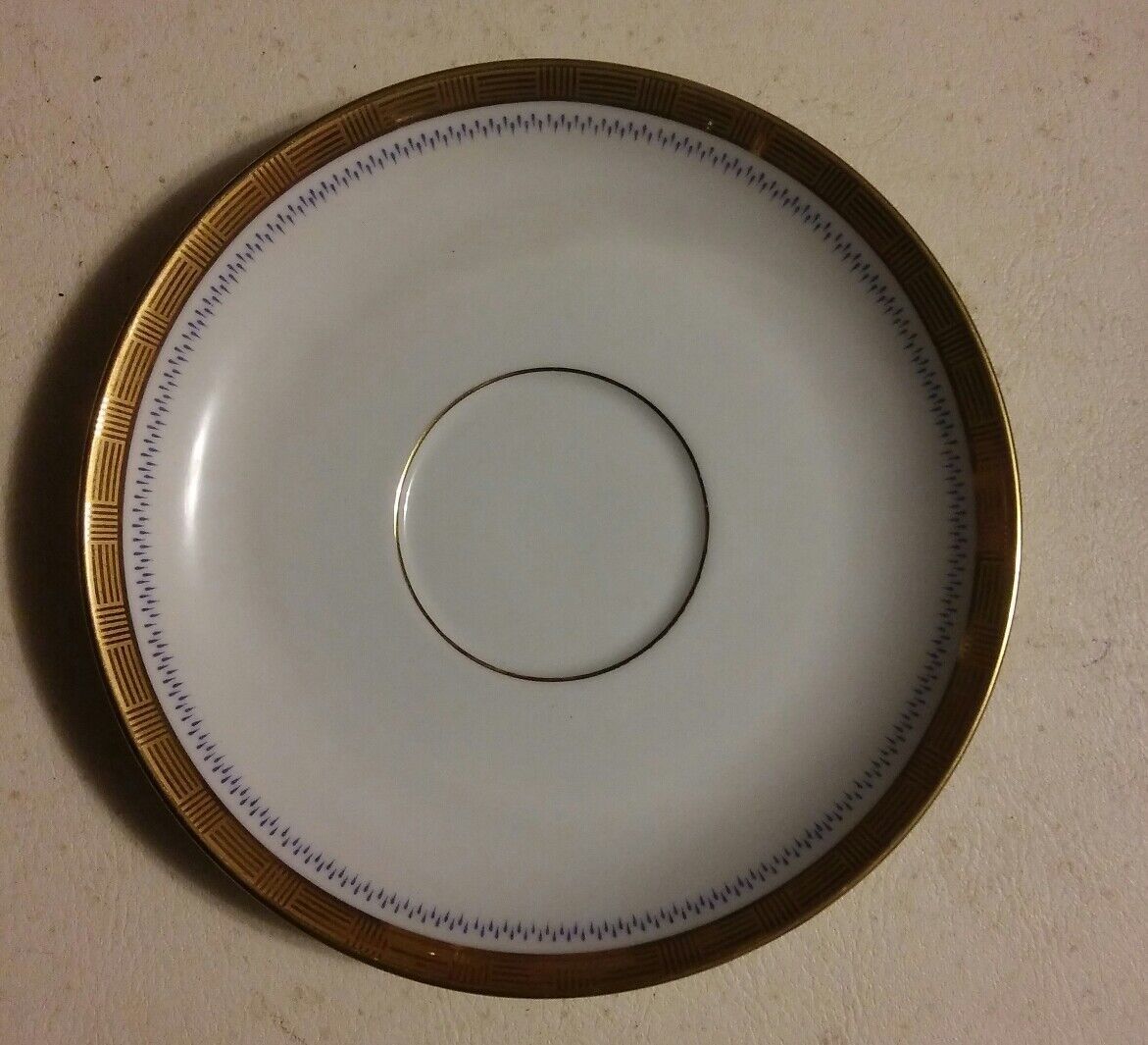 029 Richard Ginori Italy Tea Saucer Gold Edge Blue Accents - $7.99