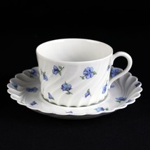 Haviland Limoges Linette Cup &amp; Saucer Set, Vintage 1962 Blue Floral Chin... - $20.00