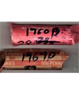 Lincoln Pennies U S Coins   - 2 Rolls 1969 D (39) &amp; 1970 D (38) - $12.27 CAD