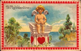 Embossed Vintage POSTCARD-CUPID On A Pedestal, &quot;To My Valentine&quot; Bkc - £3.57 GBP