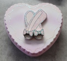 Pink Glitter Ballet Slipper Ballerina Trinket Heart Shaped Box - £15.98 GBP