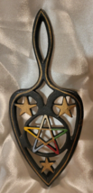 Vintage Cast Iron Trivet OES Order of the Eastern Star Enameled Gilt Stars - £7.39 GBP