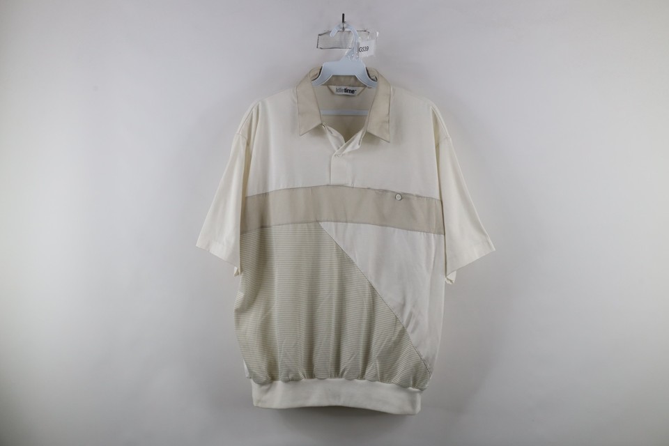 Vintage 90s Streetwear Mens XL Striped Color Block Collared Pullover Pol... - $48.96