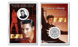 Elvis Presley - Black & White Portrait Jfk Half Dollar Us Coin In Premium Holder - $10.35