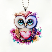 Acrylic Car Ornament Backpack Accessory Decor - New - Colorful Owl - $12.99