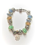 ONE OF A KIND European Charm Bracelet/Bangle Crystal/Bead Chain~PASTEL C... - $27.49 CAD