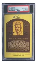 Bob Lemon Signed 4x6 Cleveland HOF Plaque Card PSA/DNA 85027780 - £45.76 GBP